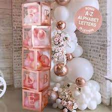 Bridal Shower Decorations Balloon Boxes White 96pcs Transparent Block With Bride To Be Groom A Z Alphabet Letters And 40 Balloons In 2021 Bridal Shower Balloons Bridal Shower Decorations Wedding Shower Decorations