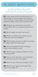 40 Deep Questions To Get To Know Yourself And Your Life Purpose Journal Smarter This Or That Questions Deep Questions Fun Questions To Ask