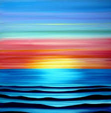 Magenta Horizon Painting Pouring Painting Abstract Artwork