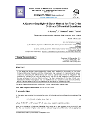 Two families become one, step by step. Pdf A Quarter Step Hybrid Block Method For First Order Odes Joshua Sunday Academia Edu