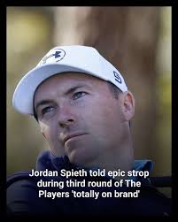 Jordan Spieth threw his club in fury after his approach shot found the  water during moving day of the 2025 Players Championship at TPC Sawgrass.