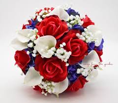 Red White Blue Bridal Bouquet Roses By Songsfromthegarden Red Bouquet Wedding Red Rose Bouquet Rose Bridal Bouquet