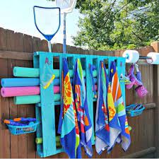 The original noodle house® • an alternative way to store swimming noodles, beach balls, and small pool toys • completely portable • our noodle house is approximately 12in square and 36in tall • comes with a 100% polyester mesh bag that withstand the effects of chlorine and other chemicals in your pool. 6 Ideas For Pool Toy Storage And Pool Float Storage