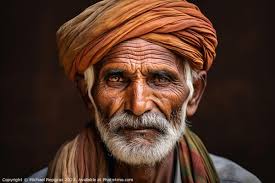 An Old Indian Man Portrait Created With Generative AI Technology Fine Art  Pictures in Colour by Michael Piepgras