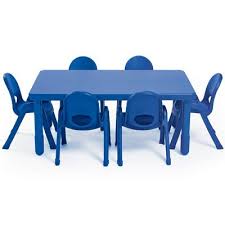 Ab70520pb Myvalue Preschool Rectangle Table 6 Chair Set Royal Blue Daycare Furniture Furniture Direct Preschool Tables