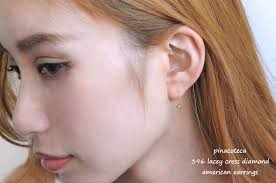 pinacoteca 396 Lacey Cross Diamond American Earrings K18YG/ピナコテーカ レーシー クロス  ダイヤモンド アメリカン ピアス 18金