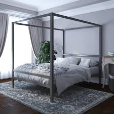Shop for queen canopy bed frame online at target. Dhp Modern Metal Canopy Bed Queen Gunmetal Gray Walmart Com Walmart Com