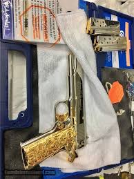 Nc14467 1 of 3 2 of 3 3 of 3 Custom Finished Nickel And 24k Gold Colt 38 Super New In Box Polished 38 Super Colt