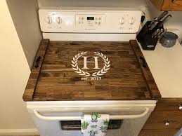 Rustic Stove Top Cover Custom Wooden Stove Cover Noddle Etsy Stove Top Cover Stove Cover Wooden Stove Top Covers