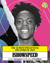 Rolling Stone ranks Rolling Stone ranks @ishowspeed (#1 🏆), @kai_cenat  (#4), @realcamillaara (#9), @speedymorman (#15), and @stoolpresidente (#23)  as some of the most influential creators of 2025. Hit the link in bio