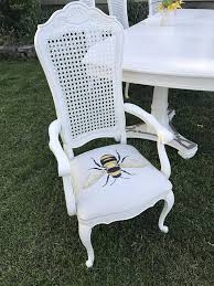 This Dining Table And Chair Is Painted In Antique White Color And Protect With Clear Coats The Chairs Cushi Bee Decor Kitchen Chair Cushions Long Dining Table