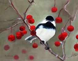 Bird Sitting On Branch Painting Original Oil Painting Painting Of Bird Sitting On A Branch With Red Berries 14 X 10 5 Unframed On Birds Painting Art Painting Oil Original Oil Painting