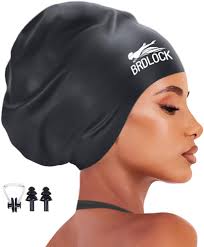Gorro de natação grande para tranças de pelo comprido, gorro de natação de  silicone impermeável