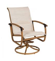 Woodard Glade Isle Padded Sling Swivel Rocker Dining Arm Chair Patio Dining Chairs Dining Arm Chair Outdoor Dining Chairs