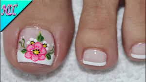 Diseños bonitos de uñas para los pies. Diseno De Unas Para Pies Flor Principiantes Muy Facil Flowers Nail Art Nlc Youtube