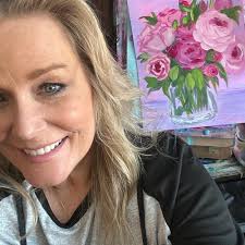 Original Acrylic Painting by Erin Elyse Guy: “down to the Lake” Gift,  Landscape, Flowers, Garden, Home Decor, Blooms, Lake