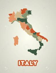 Pictures of the country italy. Italy Poster In Retro Style Map Of The Country With Regions In Autumn Color Palette Shape Of Italy With Country Name Radiant Vector Illustration Royalty Free Cliparts Vectors And Stock Illustration Image