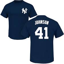 Majestic Replica Randy Johnson Youth White Navy Blue