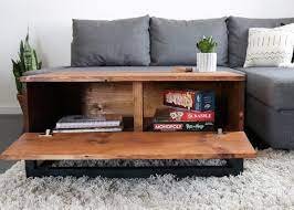 Coffee table with storage plans. Diy Coffee Table With Hidden Storage Diy Huntress