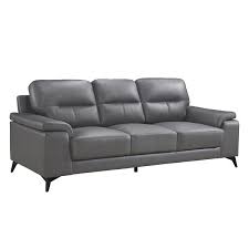 The dawson sectional sofa and ottoman in a rich gray upholstery create a sophisticated environment for cuddling up while watching a movie, enjoying the big game or catching up with friends. Mazin Industries Dawson Contemporary Genuine Leather Living Room Set Dark Gray 2 Piece 9514dgysc Rona
