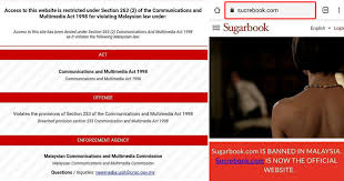 Akta komunikasi dan multimedia 1998), is a malaysian law which enacted to provide for and to regulate the converging communications and multimedia industries, and for incidental matters. Sugarbook Banned In Malaysia Made Accessible Again Under Sucrebook Com World Of Buzz