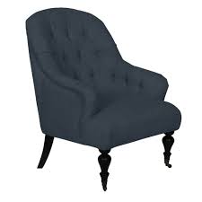 Lila tufted linen arm chair. 18 5 Inch Button Tufted Fabric Upholstered Armchair Dark Blue Overstock 33137505