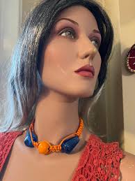 Macrame Choker Blue and Orange