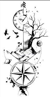 Pin By Gomer Role On Hudozhestvennye Tatuirovki Tattoo Design Drawings Compass Tattoo Design Clock Tattoo Design