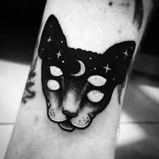 Cat skull tattoo on upper back for girls. Top 63 Cat Tattoo Ideas 2021 Inspiration Guide