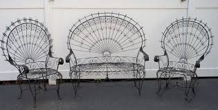 Vintage Victorian Peacock Wrought Iron Lawn Patio Garden Set Settee Rocker Wrought Iron Patio Furniture Iron Patio Furniture Wrought Iron Outdoor Furniture