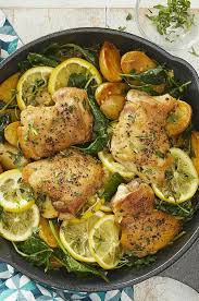 Skillet Lemon Chicken Potatoes With Kale Recipe In 2020 Healthy Entrees Healthy Chicken Recipes Lemon Chicken