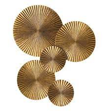 Arteriors Apollo Metal Wood Crimped Gold Wall Plaque Disc 12 Inch Gold Walls Blue Wall Decor Contemporary Ceiling Light
