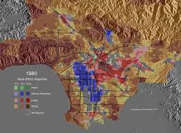 Los Angeles Demographics Map Race-Ethnic Majority Map, Los Angeles County, 1980 (Highlighting Central  Avenue)