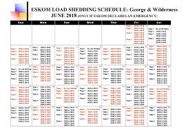 There are proper timetables and schedules followed by the company. Loadshedding Schedule Revised For George And Wilderness The Gremlin George News