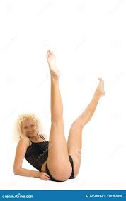 Barefoot Blond Woman with Spread Legs Stock Photo - Image of model,  background: 10728982