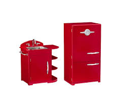 red retro kitchen sink & icebox set