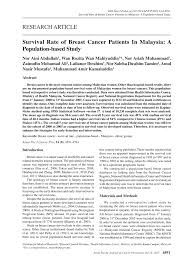 The national cancer registry under the public health department , ministry of health malaysia, for this ncr 2006 report would like to extend its appreciation to all individuals, organizations that had directly. Pdf Survival Rate Of Breast Cancer Patients In Malaysia A Population Based Study