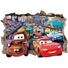 On Sale Disney Cars 3d Wall Sticker Smashed Bedroom Kids Decor Disney Cars Bedroom Theme Car Themed Bedrooms Disney Cars Bedroom