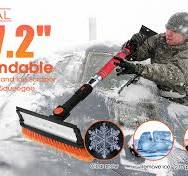 FOVAL Escova extensível para neve raspadora de gelo de 119,9 cm com rodo  para para-brisa, janela, carro, caminhões, SUVs, cabeça de escova giratória  ...