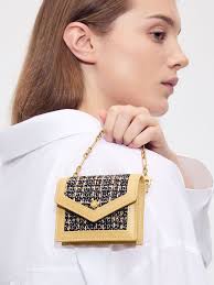 Multicoloured Tweed Chain-Link Cardholder