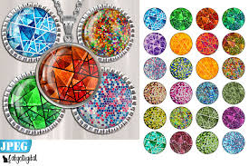 Printable geometric stained glass patterns. Stained Glass Bottle Cap Images Geometric Pattern Circles By Catgodigital Thehungryjpeg Com