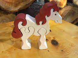 White Horse Montessori Waldorf Wooden Puzzle Made By Hand Of Maple Wood No Harmful Colors And No Lacquer 5 00 Wooden Puzzles Wood Creations Wood Puzzles