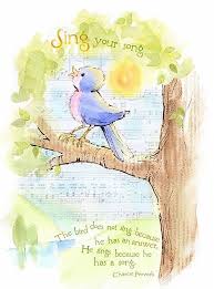 Birds Of A Feather Song Original Sing Your Song By Patricia Lee Christensen Pen Watercolor Blue Bird Singing