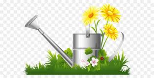 Flower Garden Clip Art Spring Decoration With Water Can Grass And Flowers Png Clipart