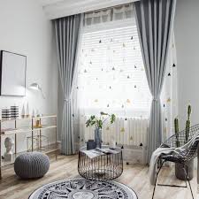 custom curtains children s room curtains semi sheer white triangle embroidery window or door voile curtain pair panel ev icin bebek odasi perdeleri ev ic mekanlari