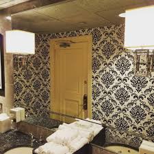 Black And White Accent Wall Bathroom Bathroom Accent Wall Ariel Black And White Damask For A Classic Look Bathroom Accents Bathroom Accent Wall Accent Wall