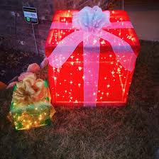 Our Diy Light Up Christmas Presents My Hubby Created The Boxes Out Of Pallets We Collected I Light Up Christmas Presents Light Up Presents Xmas Decorations