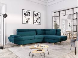 Pour un salon alliant à la fois confort et modernité, craquez pour ce canapé en tissu bleu, à moduler et à personnaliser. Canape D Angle Scandinave Maia Convertible En Tissu Bleu Petrole