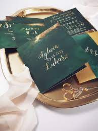 Elegant Emerald Green Wedding Stationery With Gold Accents Weddinginvitations Weddingstationer Emerald Green Weddings Green Wedding Invitations Wedding Cards