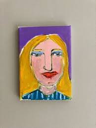 Vintage 1963 Roy Monk Original Moody Male Portrait Oil On Board Art Picture 